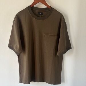 Men's Pocket Crewneck Olive Short Sleeve Sweat Shirt